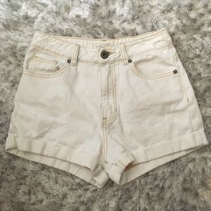 White High Waisted Denim Shorts